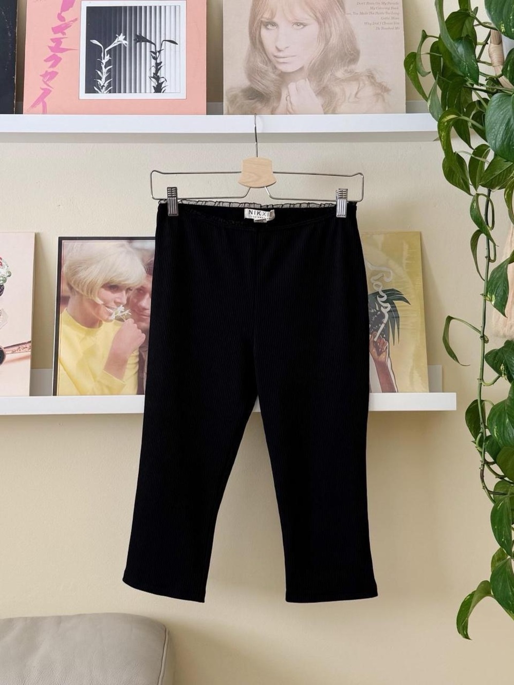 Nikki Ribbed Black Cropped Pants